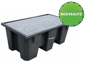BAC DE RETENTION 1 FÛTS -225L  AVEC CAILLEBOTIS GALVA 