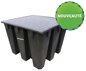 BAC DE RETENTION IBC 1100L AVEC CAILLEBOTIS GALVA