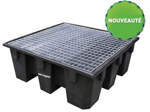 BAC DE RETENTION 4 FÛTS - 450L AVEC CAILLEBOTIS GALVA